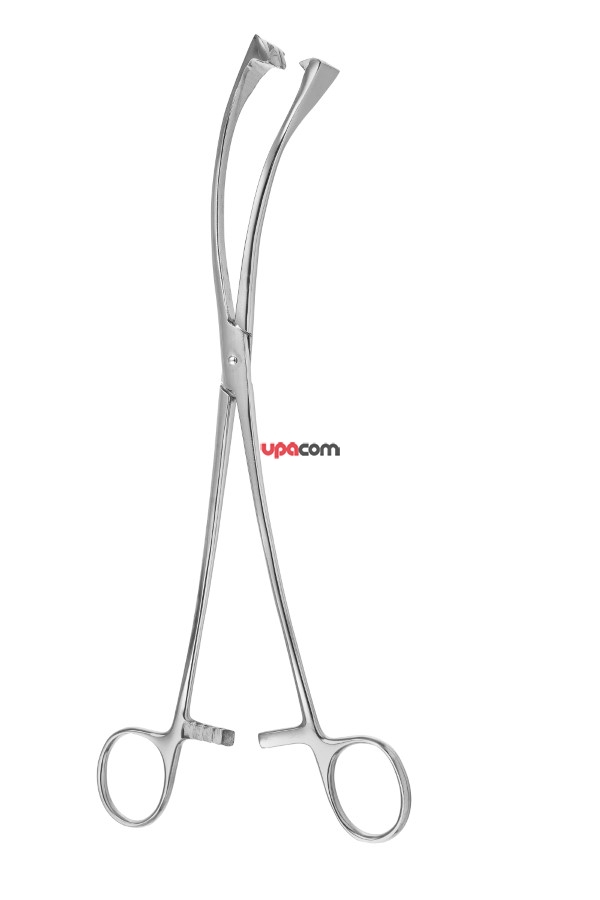 Щипцы маточные трехзубые, изогнутые для оттягивания тела матки, 260 мм